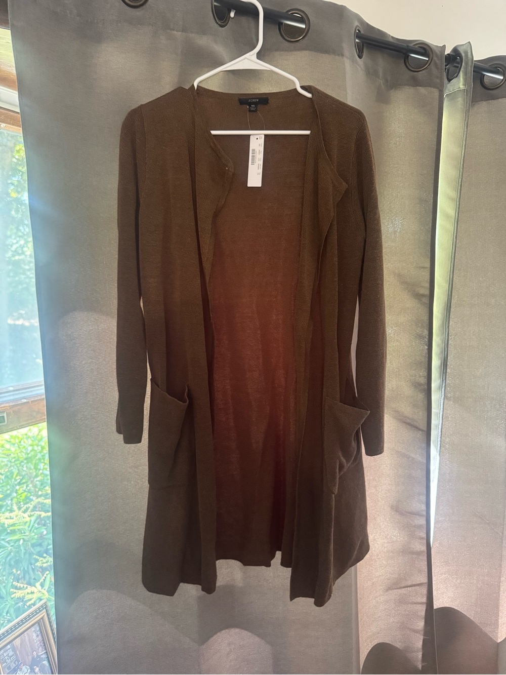 J. Crew Brown Long Open-Front Cardigan